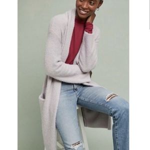 Anthropologie sleeping on snow thorton mauve purple fuzzy longline cardigan